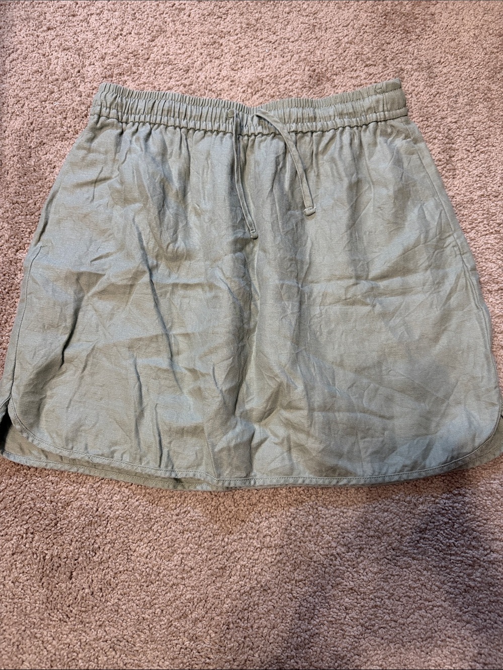 Madewell Olive Green Midi Drawstring Skirt